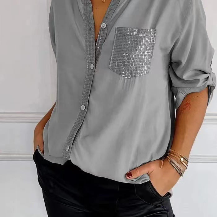 Sequin Pocket Glitter Blouse | Stylish Partywear for Women
