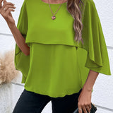Layered blouse with batwing sleeves for women