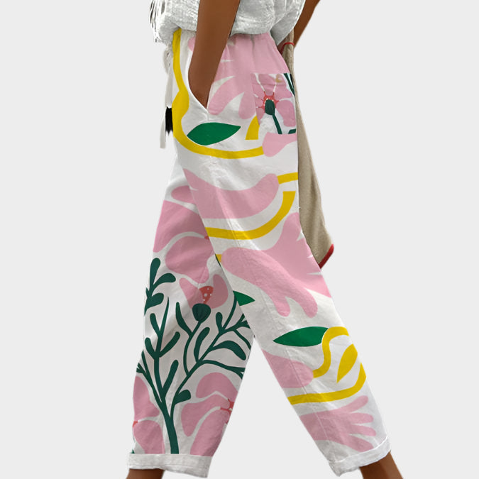Rowan | Lightweight Floral Print Comfortable Trousers