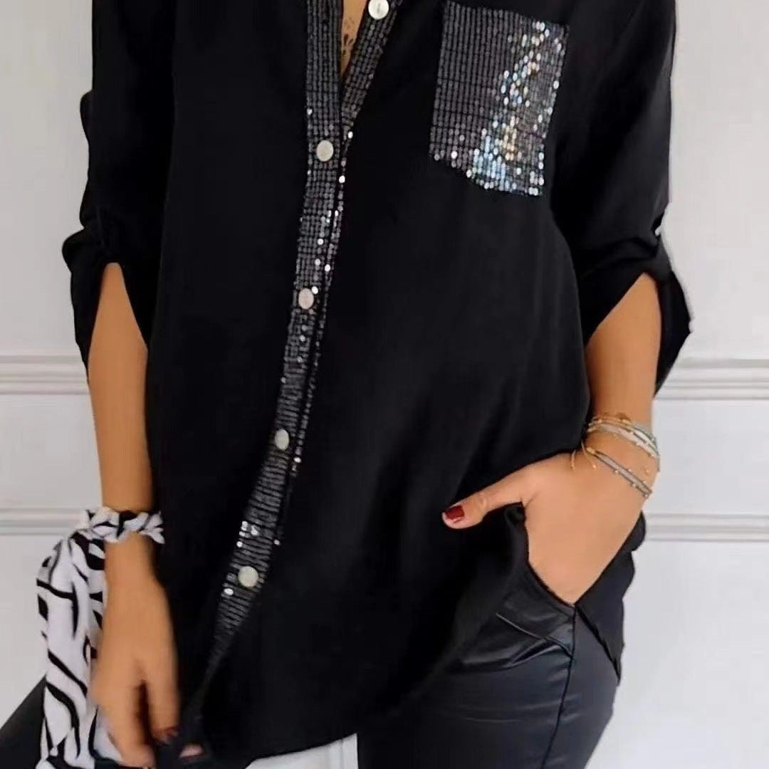 Sequin Pocket Glitter Blouse | Stylish Partywear for Women
