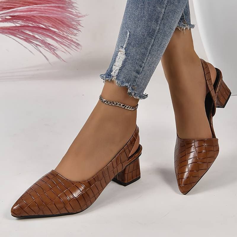 Alba | Slingback Heels – Crocodile-Embossed