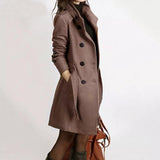 Women’s Trench Coat – Wool Blend – Tailored Fit – Double-Breasted – Belted Waist
