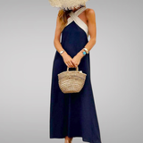 Eliza | Elegant Backless Dress with Stylish Cross-Neck