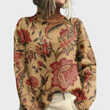 Lucy | Autumn Forest & Animal Print Knit Turtleneck Sweater