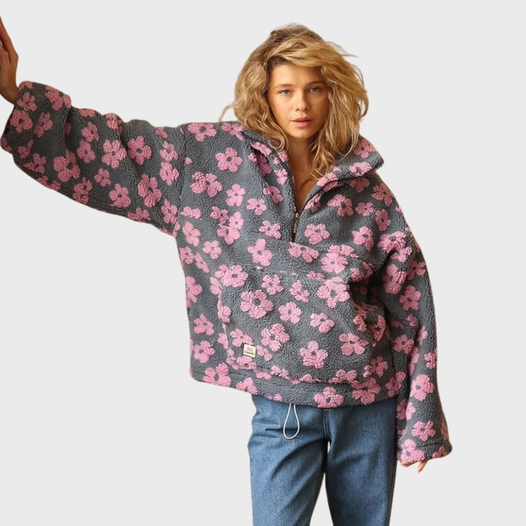 Matilda | Fleece Sweater with Long Sleeves and Floral Print
