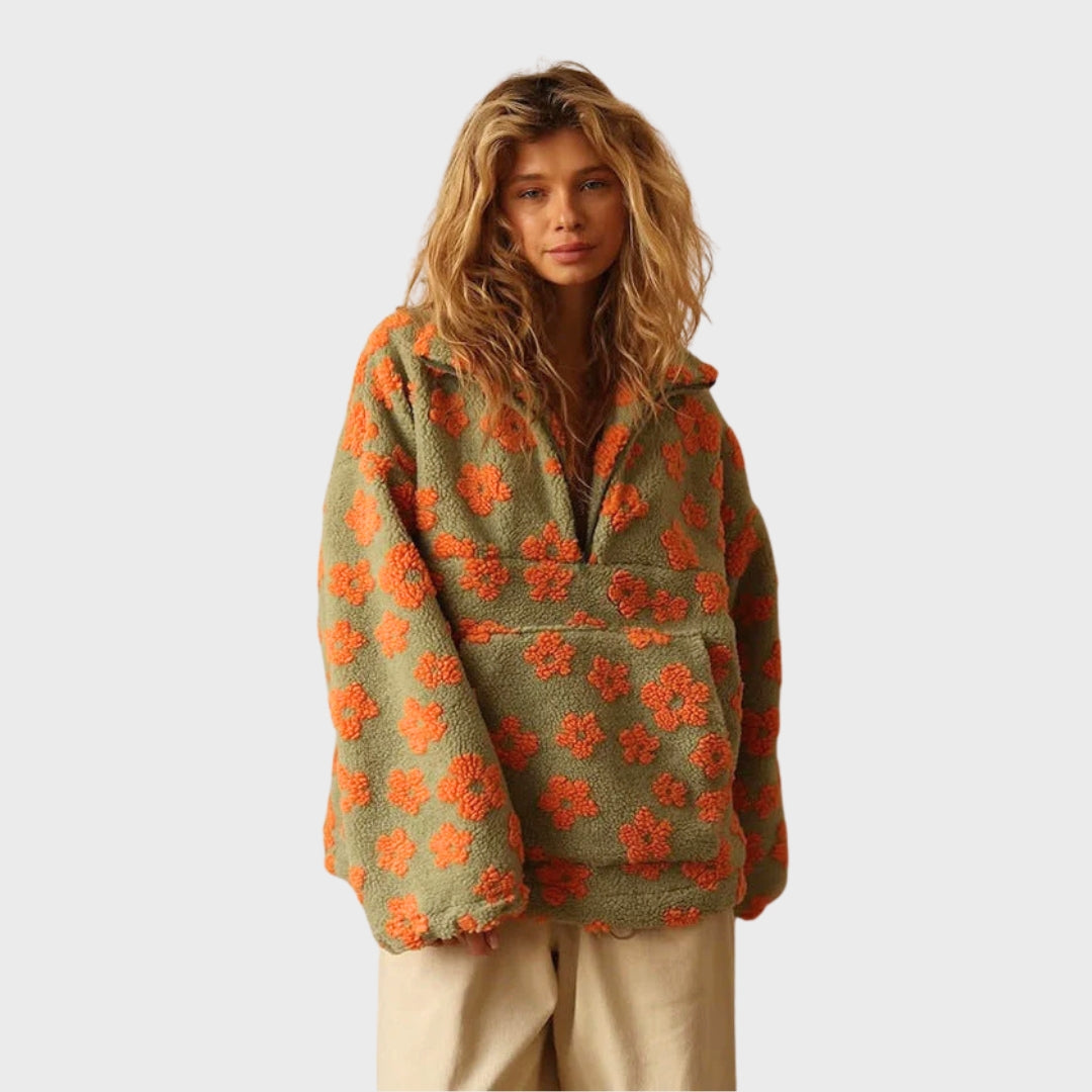 Matilda | Fleece Sweater with Long Sleeves and Floral Print