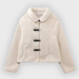 Lucy | Cropped Fleece Toggle Patch Pocket Jacket