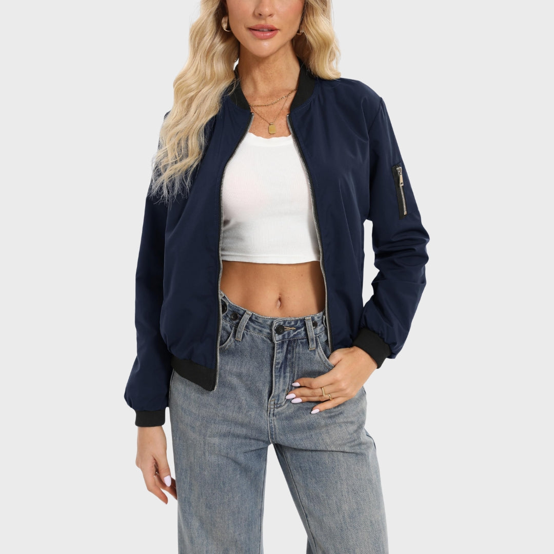 Erin | Autumn Long-Sleeve Bomber Jacket with Zipper