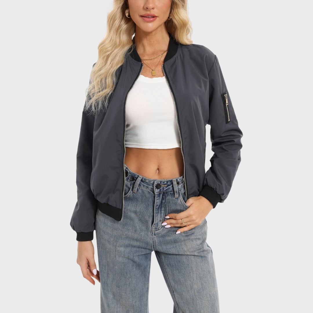 Erin | Autumn Long-Sleeve Bomber Jacket with Zipper