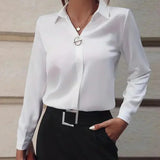 Women's Long Sleeve Formal Business Shirt - Button Down Blouse