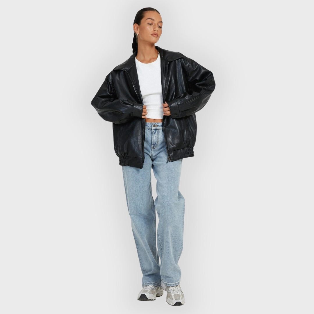 Tilly | Loose Leather Jacket for Autumn