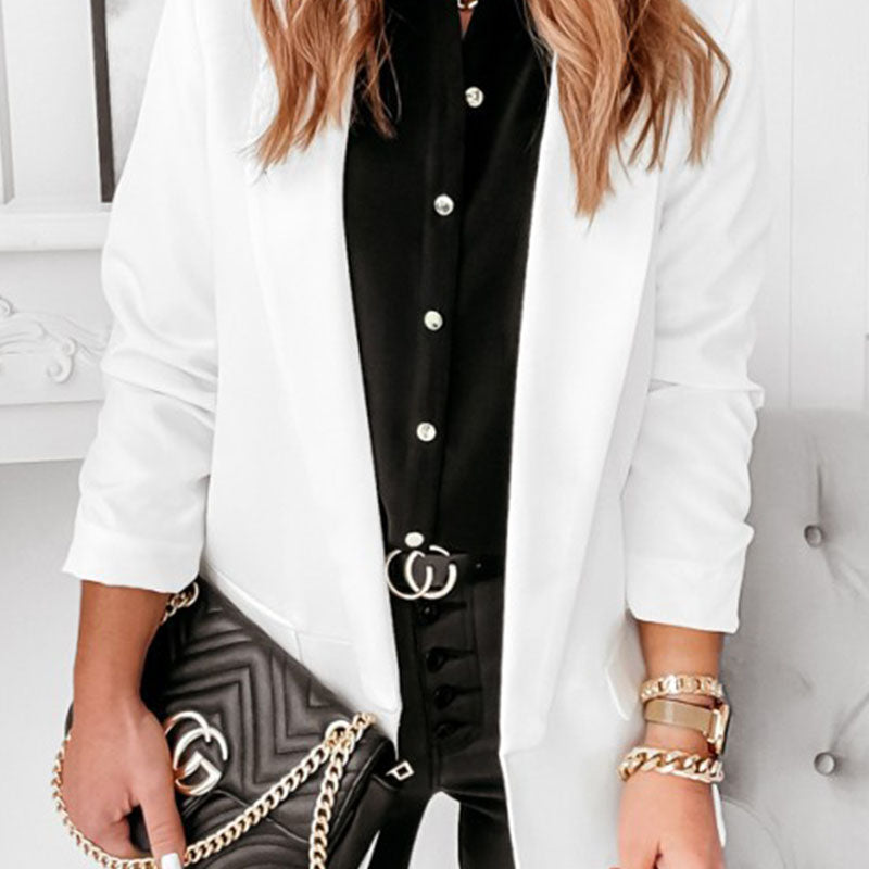 Stylish women's wrap collar blazer