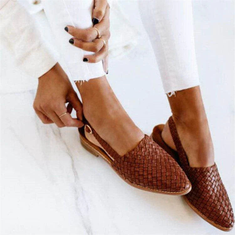 Women’s Slip-On Flats – Woven Texture – Pointed Toe – Flexible Breathable Fit