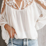 Women's sheer V-neck lace top