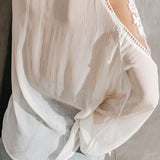 Women's sheer V-neck lace top