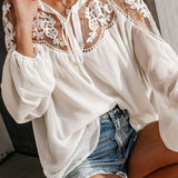 Women's sheer V-neck lace top