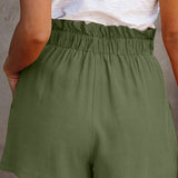 Women's elastic waist wide leg shorts