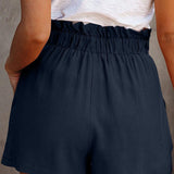 Women's elastic waist wide leg shorts