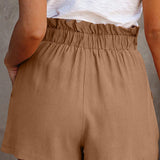 Women's elastic waist wide leg shorts