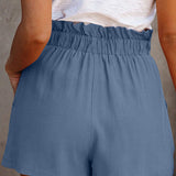 Women's elastic waist wide leg shorts
