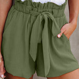 Women's elastic waist wide leg shorts
