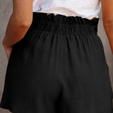 Women's elastic waist wide leg shorts
