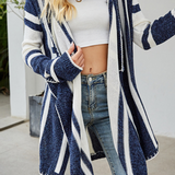 Womens casual striped contrast hoodie sweater