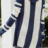 Womens casual striped contrast hoodie sweater