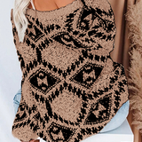 Sofia | Geometric Knitted V-Neck Sweater