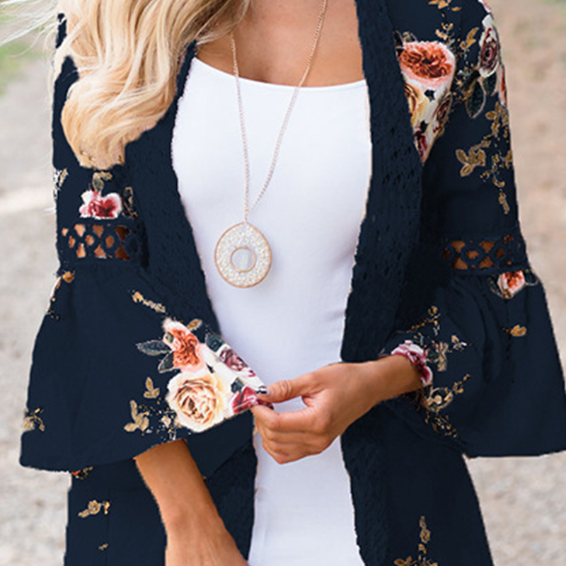 Women's casual patchwork top met print