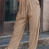 Women's Jogger Trousers - Relaxed Fit - Elastic Waist with Drawstring - Breathable Fabric