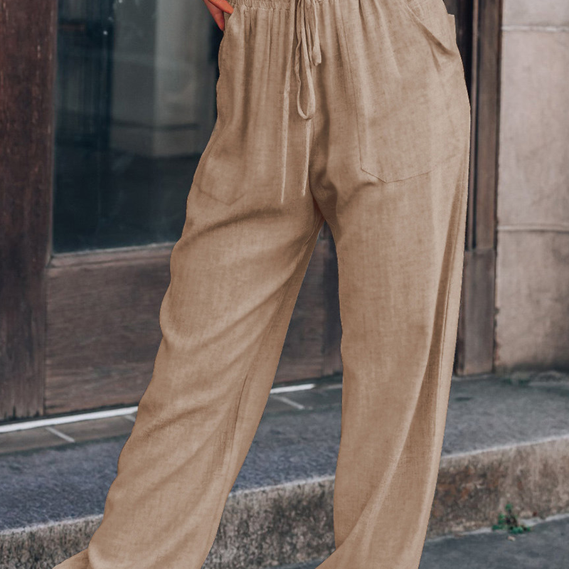 Women's Jogger Trousers - Relaxed Fit - Elastic Waist with Drawstring - Breathable Fabric