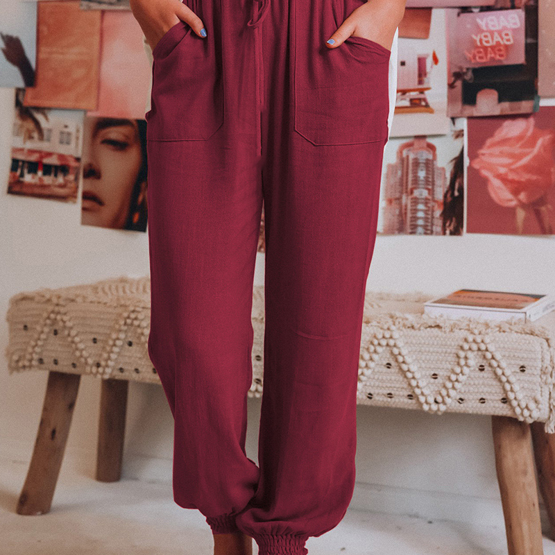 Women's Jogger Trousers - Relaxed Fit - Elastic Waist with Drawstring - Breathable Fabric