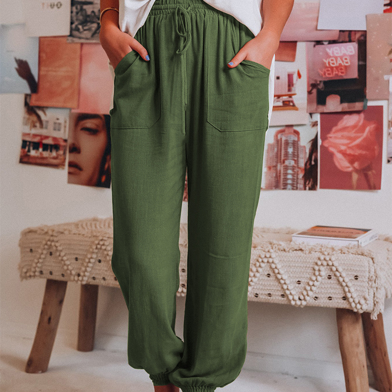 Women's Jogger Trousers - Relaxed Fit - Elastic Waist with Drawstring - Breathable Fabric