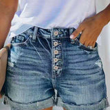 Women's mid-rise denim shorts