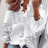 Women's long sleeve v-neck blouse with ruffles