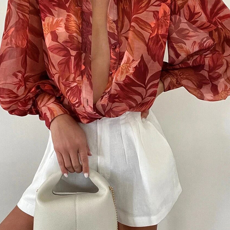 Fiona | Floral Puff Sleeve Blouse for Women