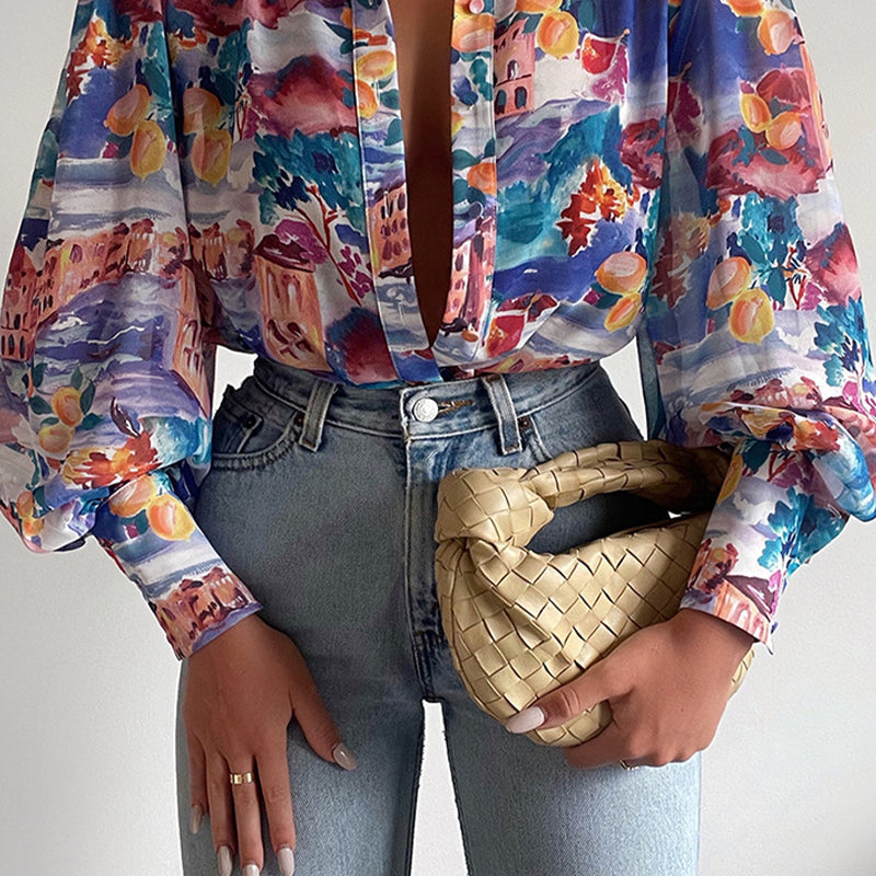 Fiona | Floral Puff Sleeve Blouse for Women