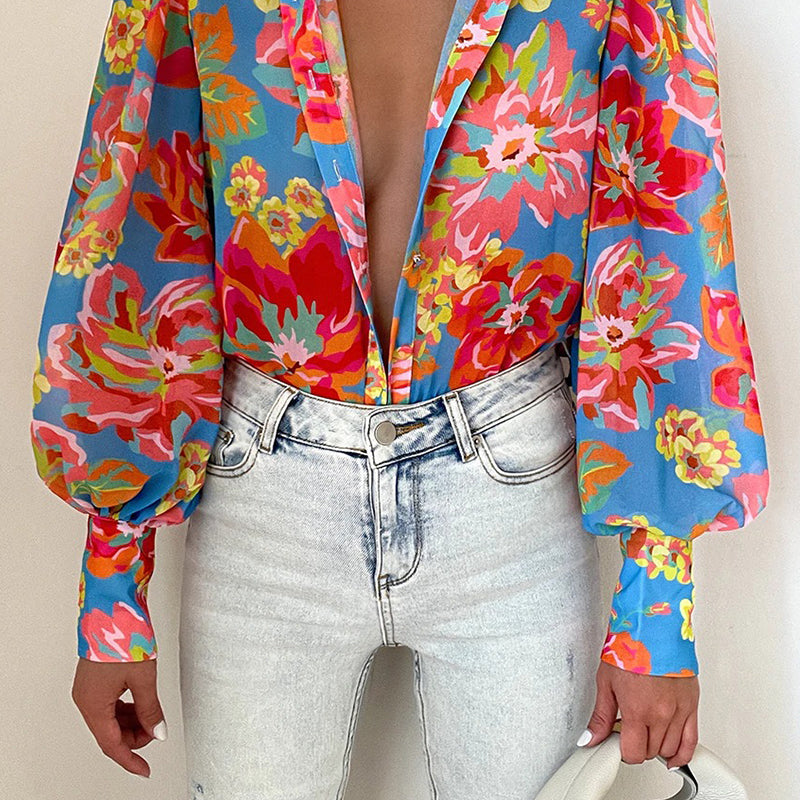 Fiona | Floral Puff Sleeve Blouse for Women