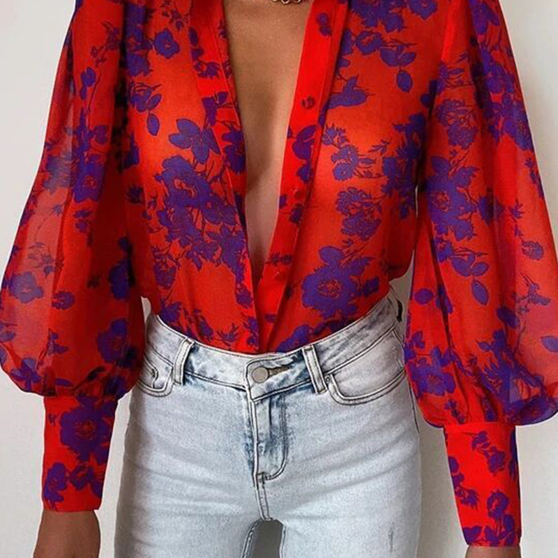 Fiona | Floral Puff Sleeve Blouse for Women