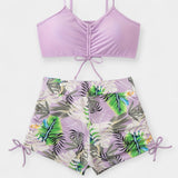 Isabella | High-Waisted Tropical Print Strappy Bikini
