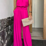 Sleek plain pocket jumpsuit for women