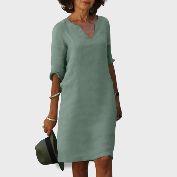 Elsie | V-Neck Mini Dress with 3/4 Sleeves