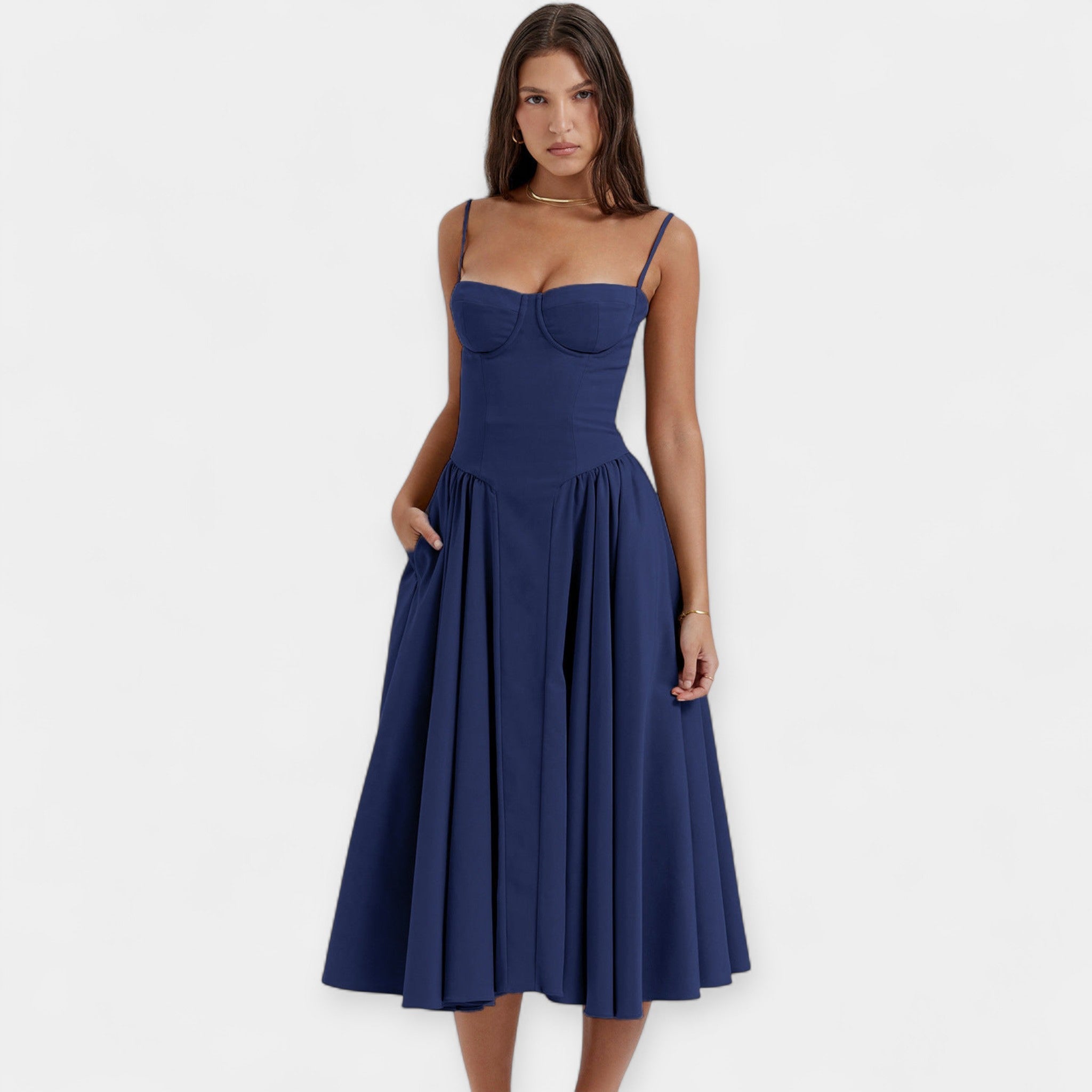 Alexandria | Sumptuously Vintage Strappy Midi Dress