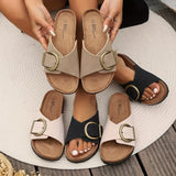 Women’s Sandals – Open Toe – Cushioned Contoured Footbed – Adjustable Buckle Strap