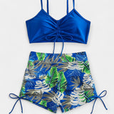 Isabella | High-Waisted Tropical Print Strappy Bikini