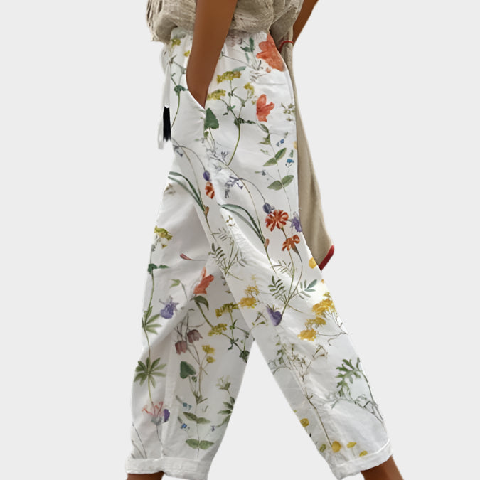 Rowan | Lightweight Floral Print Comfortable Trousers