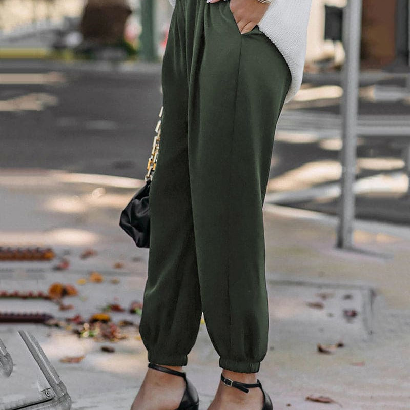 Women's Jogger Trousers - High Waist - Elasticated Cuffs - Adjustable Drawstring