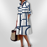 Alexandria | Midi Dress Featuring Geometric Pattern