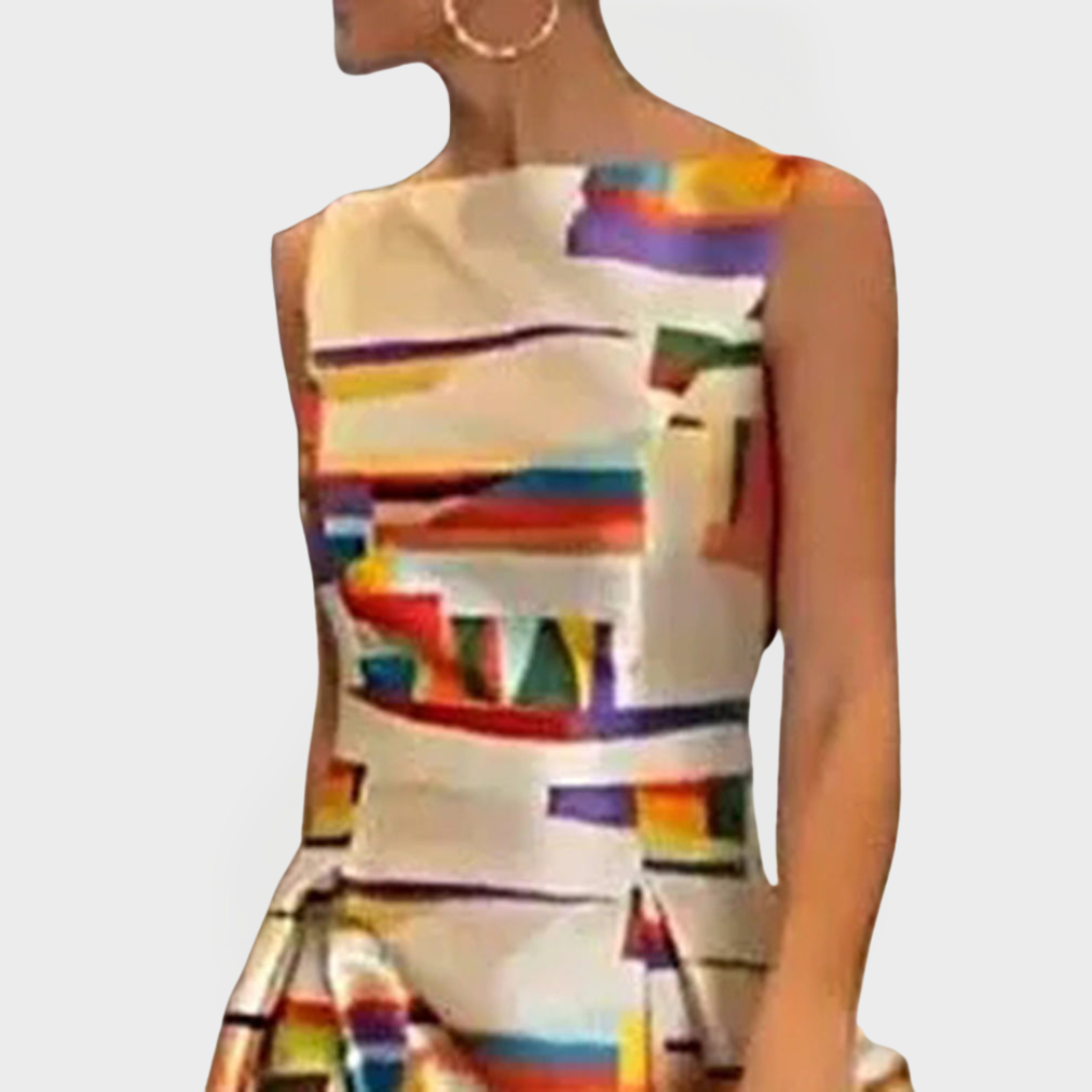 Catherine | Geometric Patterned Eveningwear Maxi Dress